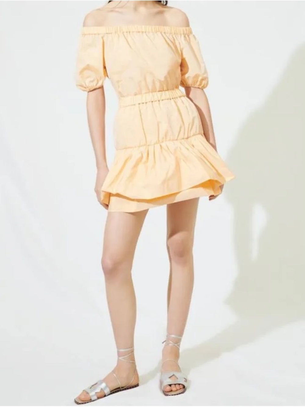 Maje Peach Off-Shoulder Mini Dress